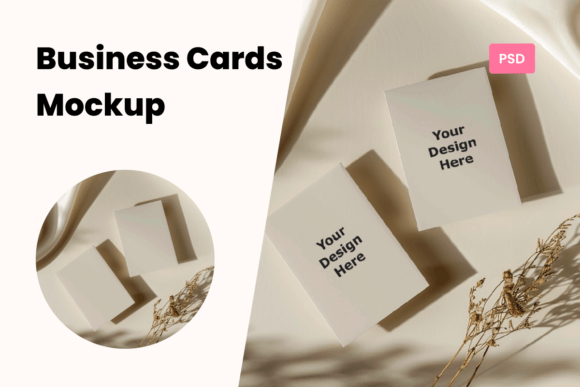 2 Business Cards Mockup Vertical Cards