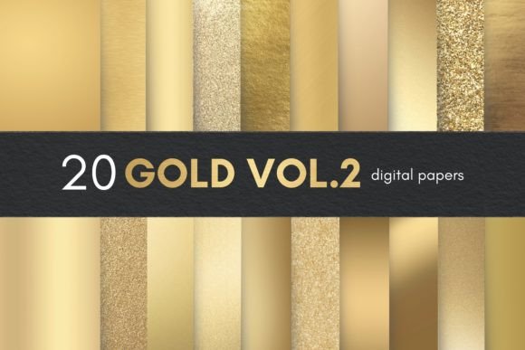 20 Gold Vol.2 Digital Paper, Gold Foil