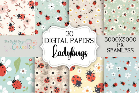 Adorable Ladybug Seamless Patterns