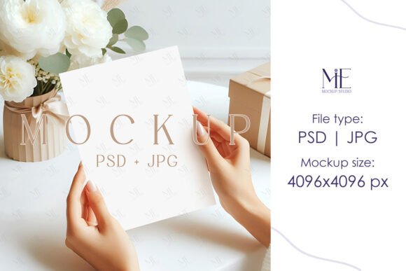 Boho 5x7 Card Mockup, Invite Card PSD