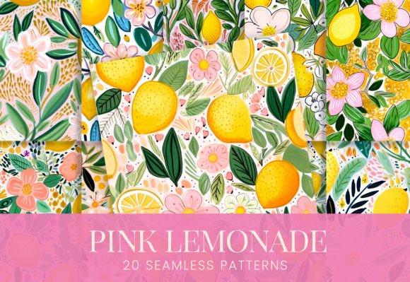 Cute Summer Lemons Pink Fruit Florals