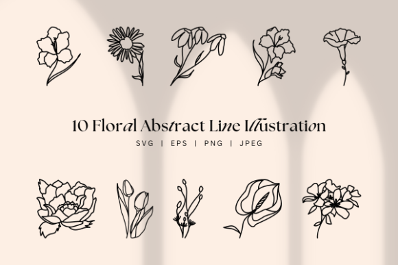 Floral Abstract Line, Modern Botanicals