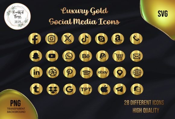Luxury Gold Social Media Icons