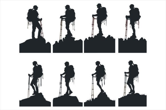 Mountain Hiking Vector Silhouette: Elevate Your Outdoor-Inspired Designs