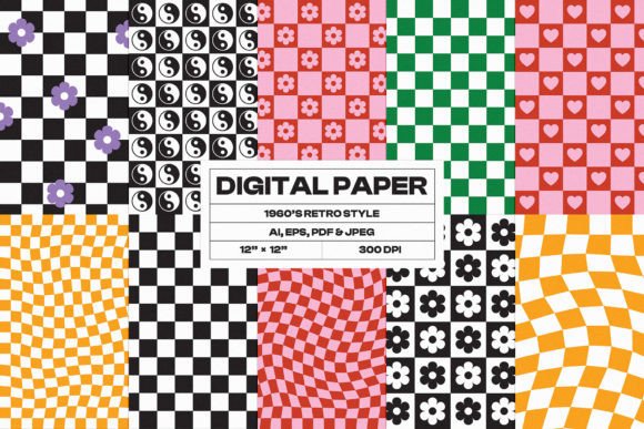Retro 1960s Digital Paper Pattern Set