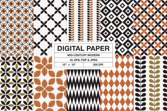 Retro Mid-Century Modern Patterns Vol.4