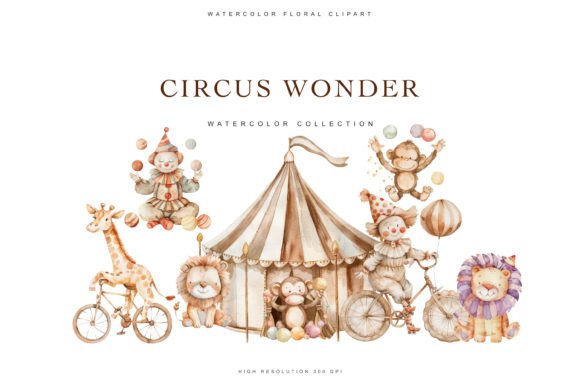 Unleash Your Creativity with the Welcome to the Circus Wonder Watercolor Nursery Clipart Set