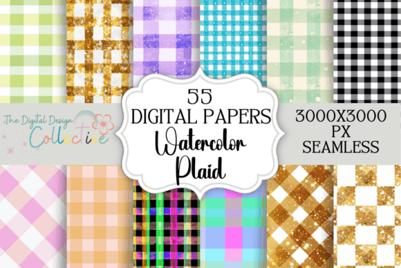 Watercolor Plaid Seamless Backgrounds